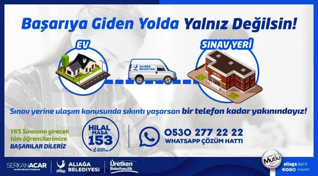 Aliağa Belediyesi’nden YKS’ye Girecek Öğrencilere Ulaşım Hizmeti