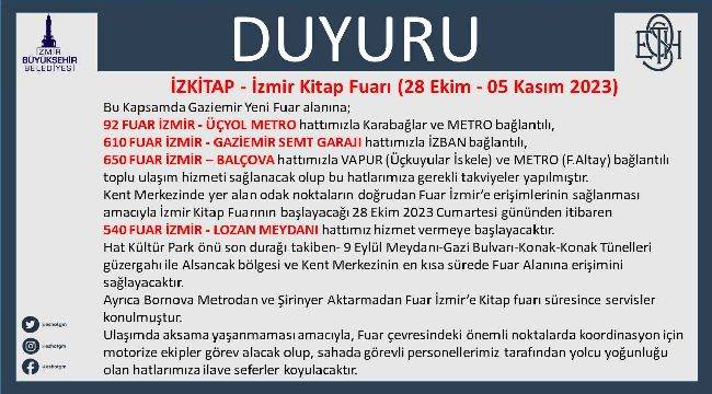 Kültürpark’tan Fuar İzmir’e Geçici Hat